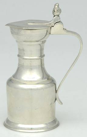 Pewter Hollowware Syrup Pitcher with Hinged Lid