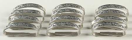 Pewter Hollowware (Set of 12) Oblong Napkin Rings