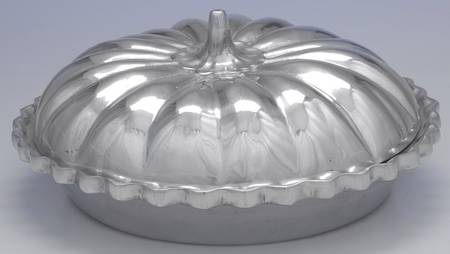 Pewter Hollowware Pumpkin Shape Pie Plate & Lid