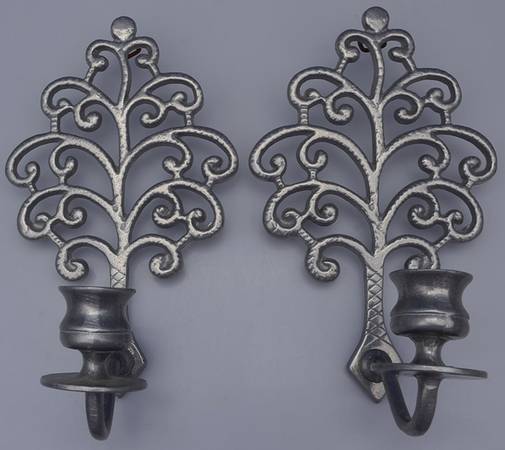 Pewter Hollowware Pair of Wall Sconces