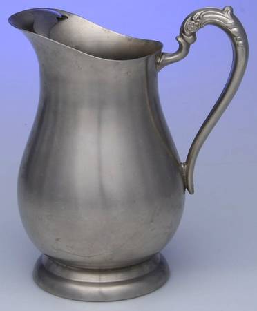 Pewter Hollowware 80 Oz Water Pitcher with Ice Lip