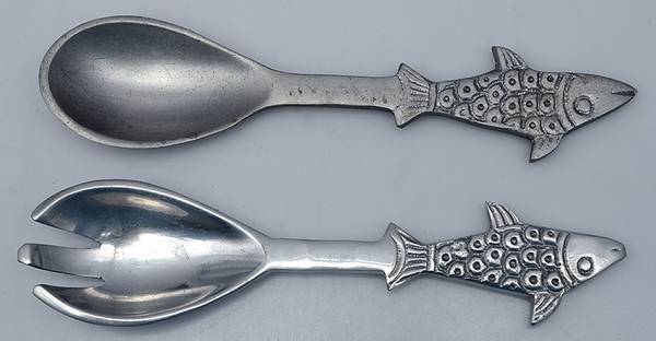 Pewter Hollowware Fish Serving Set