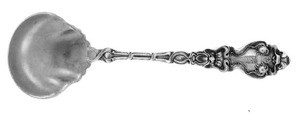 Douvaine (Sterling, 1890, Monograms) Solid Piece Cream Ladle by Unger Brothers