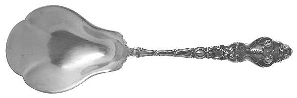 Douvaine (Sterling, 1890, Monograms) Solid Salad Serving Spoon by Unger Brothers