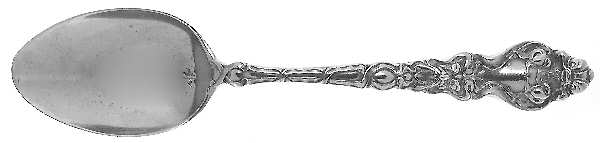 Douvaine (Sterling, 1890, Monograms) Dessert/Oval Soup Spoon