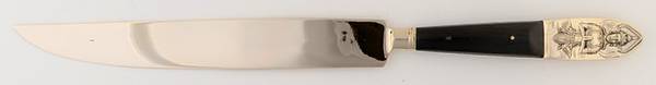 Siam (Brass)-Black Handle, Sitting Buddha Large Stainless Blade Roast Carving Knife