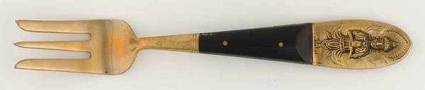 Siam (Brass)-Black Handle, Sitting Buddha Individual Salad Fork