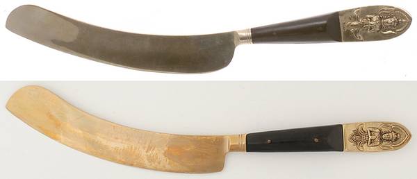 Siam (Brass)-Black Handle, Sitting Buddha Large Solid Piece Cake Knife