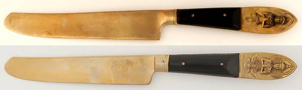 Siam (Brass)-Black Handle, Sitting Buddha New French Hollow Knife