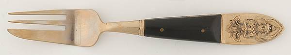 Siam (Brass)-Black Handle, Sitting Buddha Pastry Fork