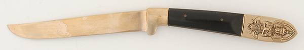 Siam (Brass)-Black Handle, Sitting Buddha Individual Steak Knife Hollow Handle