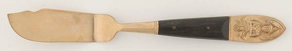 Siam (Brass)-Black Handle, Sitting Buddha Flat Handle Master Butter Knife