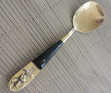Siam (Brass)-Black Handle, Sitting Buddha Large Jelly Spoon
