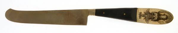 Siam (Brass)-Black Handle, Sitting Buddha Solid Dessert/Tea Knife