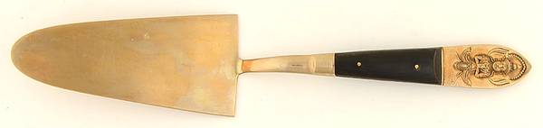 Siam (Brass)-Black Handle, Sitting Buddha Solid Piece Cake Server