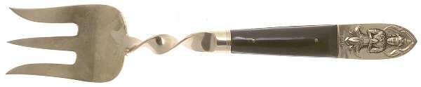 Siam (Brass)-Black Handle, Sitting Buddha Large Solid Cold Meat Serving Fork