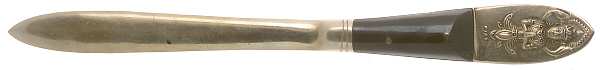 Siam (Brass)-Black Handle, Sitting Buddha Letter Opener Solid Piece