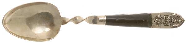 Siam (Brass)-Black Handle, Sitting Buddha Large Solid Serving Spoon