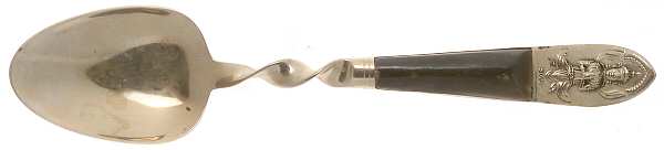 Siam (Brass)-Black Handle, Sitting Buddha Large Solid Serving Spoon