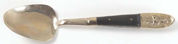 Siam (Brass)-Black Handle, Sitting Buddha Small Solid Serving Spoon