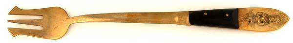 Siam (Brass)-Black Handle, Sitting Buddha Long Handle Pickle/Olive Fork