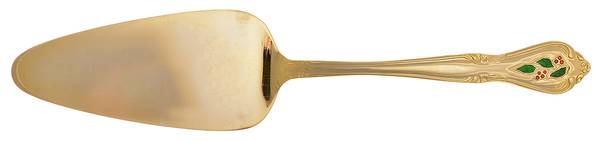 Holly Yuletide (Gold Electroplate) Solid Pie Server