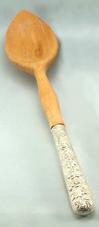 UNF544 (Sterling) Salad Serving Spoon with Wooden Bowl