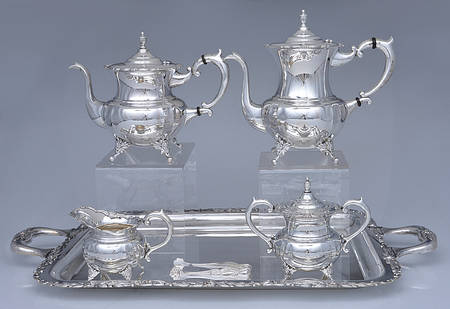 Japan Sterling Holloware 6 Piece Tea Set (SCP, STP, SCR, SSU, WTL, SUT)