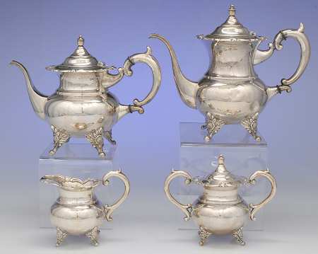 Japan Sterling Holloware 4 Piece Tea Set (SCP, STP, SCR, SSU)