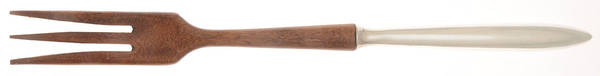 Sterling Flatware Salad Serving Fork with Wooden Prongs