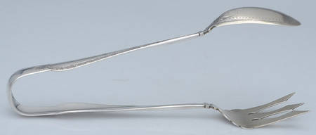 Sterling Flatware Ovesize Ice Serving Tongs w/Bright Cut