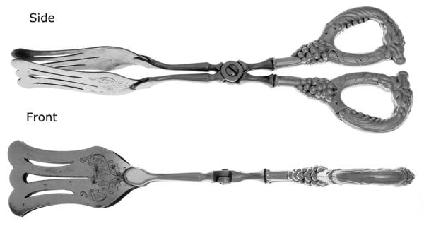 Sterling Flatware Pastry Tongs W/ Sterling Handles & Silverplate Bowl