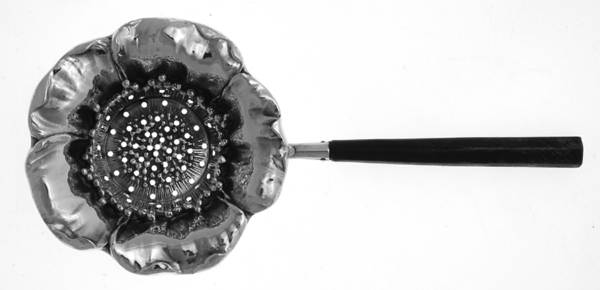 Sterling Flatware Tea Strainer with Wood Handle, Sterling Bowl