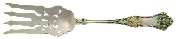 Sterling Flatware Medium Cold Meat Serving Fork W/Enamel Handle