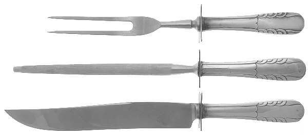 Sterling Flatware Large 3-Piece Roast Carving Set w/ Stainless Blade
