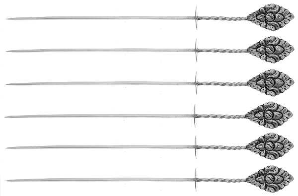 Sterling Flatware Set of 6 Skewer