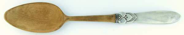 Sterling Flatware Salad Serving Spoon Wooden Bowl