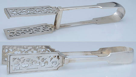 Silverplate Flatware Solid Yoked Asparagus Tongs