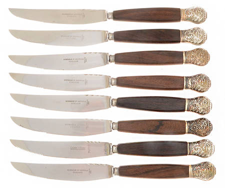 Silverplate Flatware (Set of 8) Individual Steak Knifes w/Hollow Hdl
