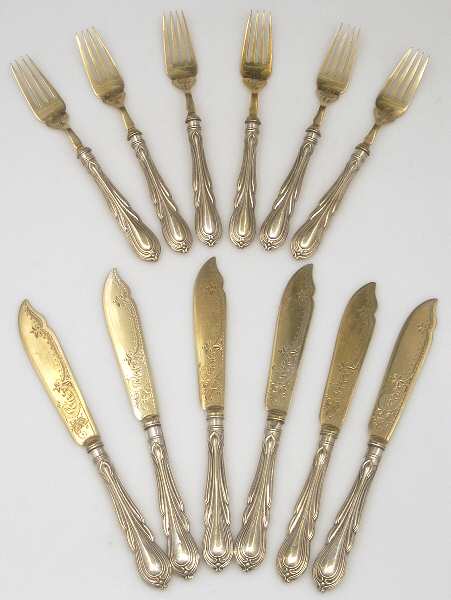 Silverplate Flatware (6 Sets) 2 Piece Individual Fish Set