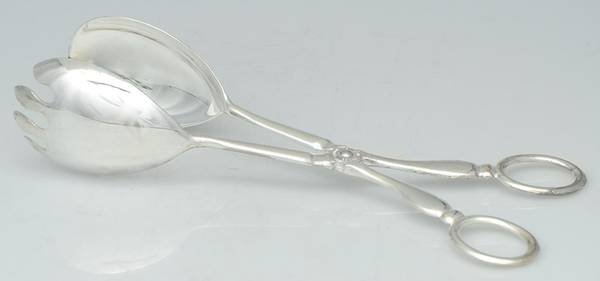 Silverplate Flatware Silverplate Salad Tongs, Solid Piece