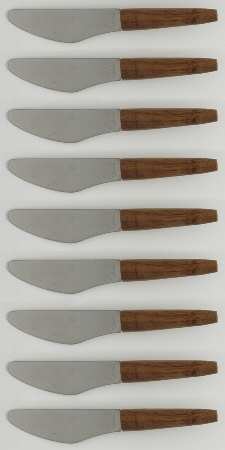 Stainless Flatware All Purpose Spreader with Stainless Blade & Wood Handle - Set of 9