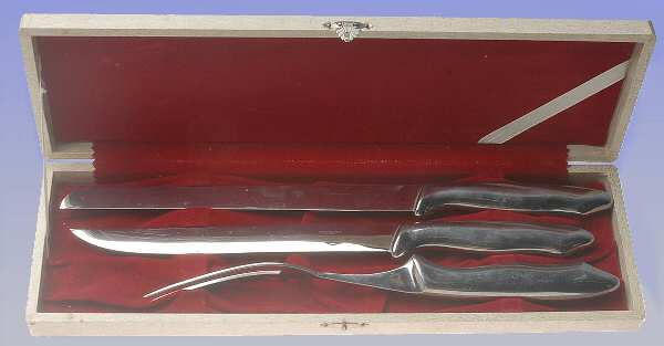 Stainless Flatware Large 3-Piece Roast Carving Set with Stainless Blade