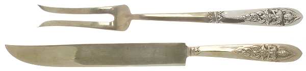 Siam-Brass-Full Figure Buddha Large 2-Piece Roast Carving Set w/Stainless Blade