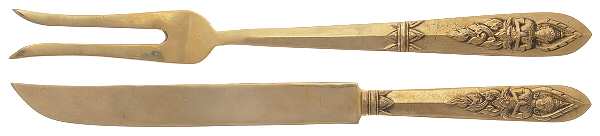 Siam-Brass-Full Figure Buddha Small Stainless Blade 2-Piece Steak Carving Set