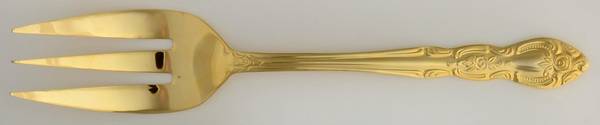 Serena (Gold Electroplate) Medium Solid Cold Meat Serving Fork