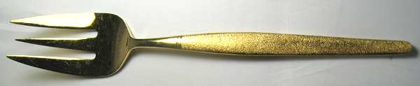 UNF709 (Gold Electroplate) Medium Solid Cold Meat Serving Fork