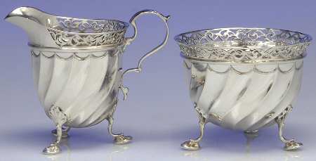 England Sterling Hollowware Mini Sterling Creamer and Open Sugar
