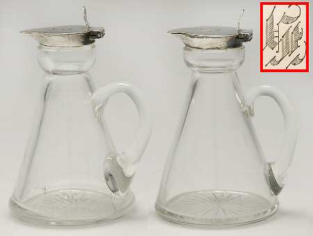 England Sterling Hollowware Individual Crystal Syrup & Slvr Hinge Lid - Set of 2