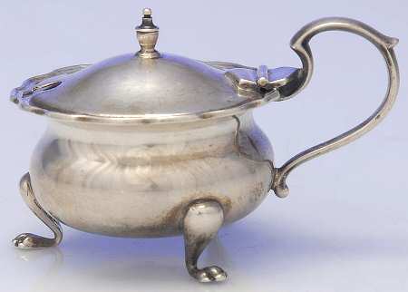 England Sterling Hollowware Mustard Pot with Hinged Lid
